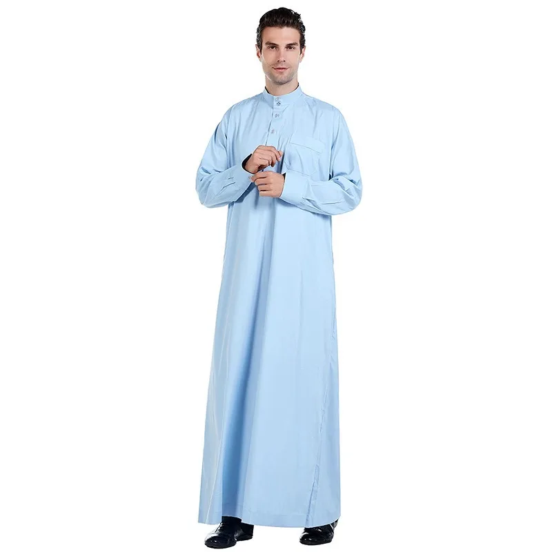 Abaya Muslim Dress Pakistan Islamic Clothing Mens Arab Robe Saudi Arabia Jubba Thobe Kleding Mannen Kaftan Oman Qamis Homme