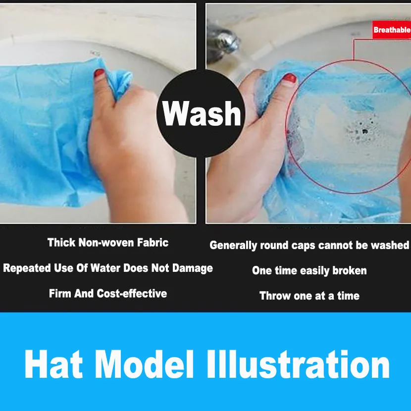 Thick Non-Woven Disposable Caps Breathable Anti-Dust Round Hat With Elastic Cord Keep Hair Clean For Cosmetics Kitchen Cooking