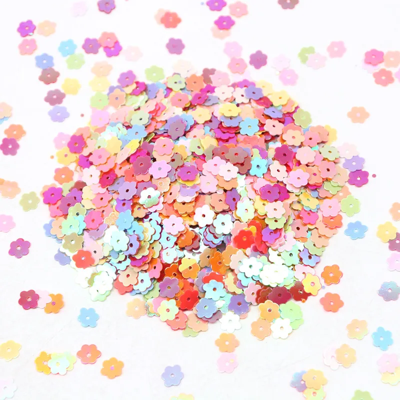 Paillettes 6mm Plum Flower Sequins Flat PVC Round Loose Sequin Paillette DIY Sewing Wedding Craft Home Women Garment Lantejoulas