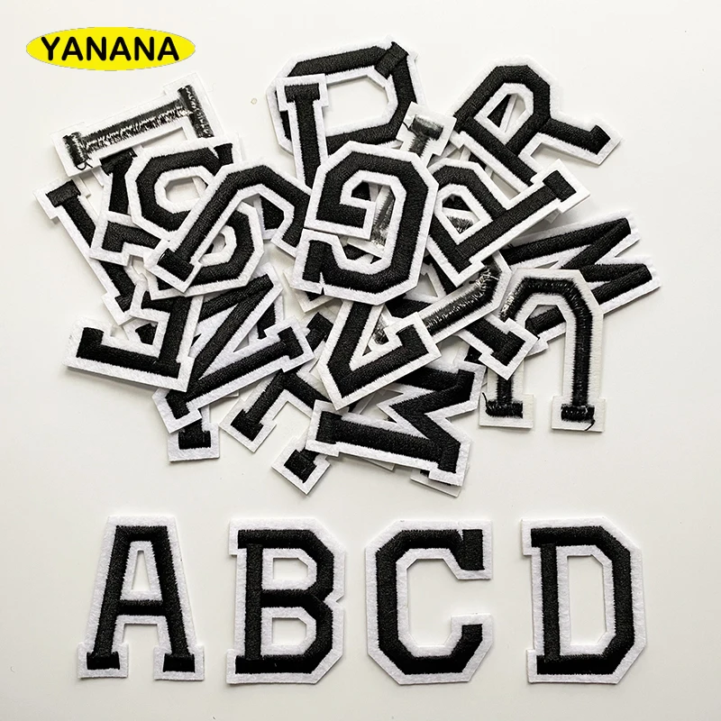 black Alphabet English Letter Embroidery Iron On Patch For Clothing Badge Paste For Clothes Bag DIY