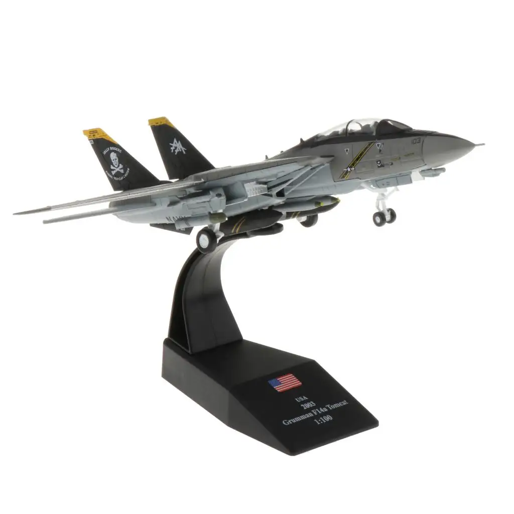 1:100 Scale F-14  Fighter Plane Military Model Diecast Plane Model with Stand Helicopter Kit Fighter Jet Toy Die Cast Models