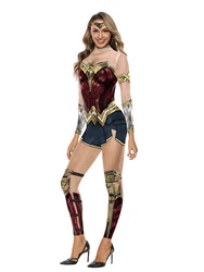Diana Superhero Cosplay Anime Jumpsuits Halloween Costume for Women Sexy Tights Masquerade Carnival Diana Disguise Dress Party