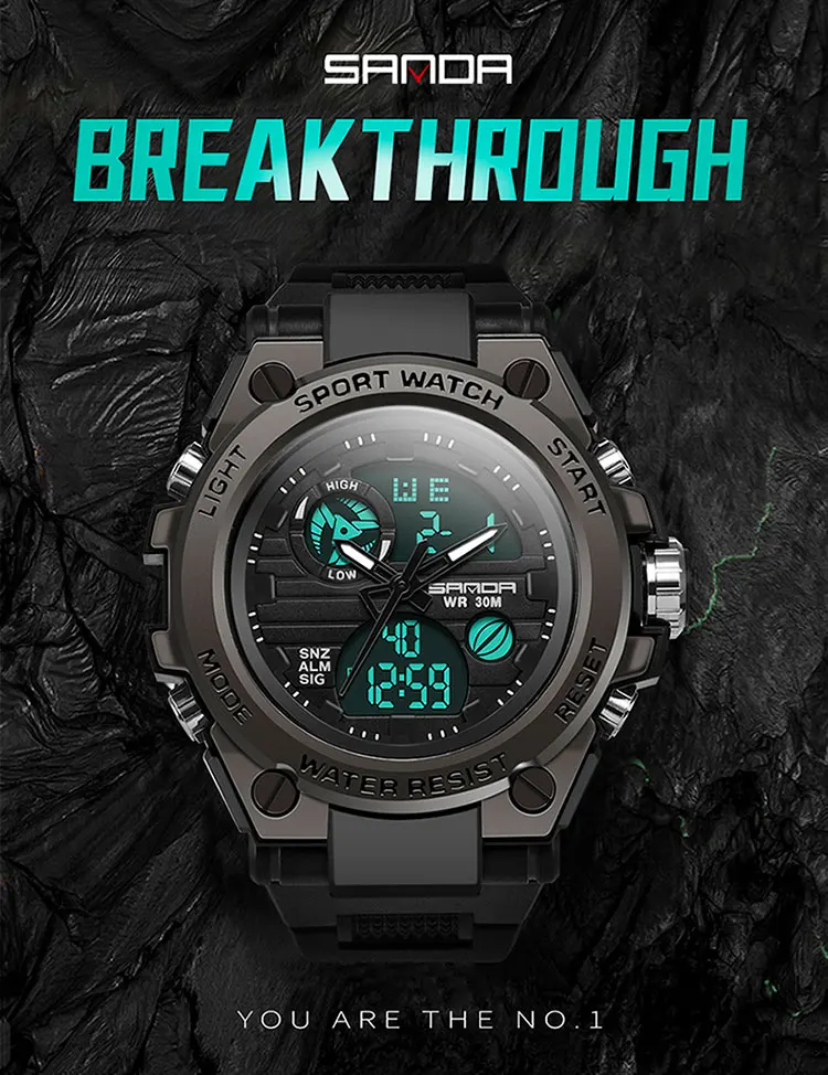 SANDA G Style Men Digital Watch Date Military Sports Watches Waterproof Electronic Wristwatch Mens Clock Orologio Da Uomo 739