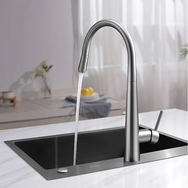 

Смеситель для кухни из матовой латуни, смеситель для кухонной раковины с одной ручкой и одним отверстием для холодной и горячей воды, медный смеситель высшего качества