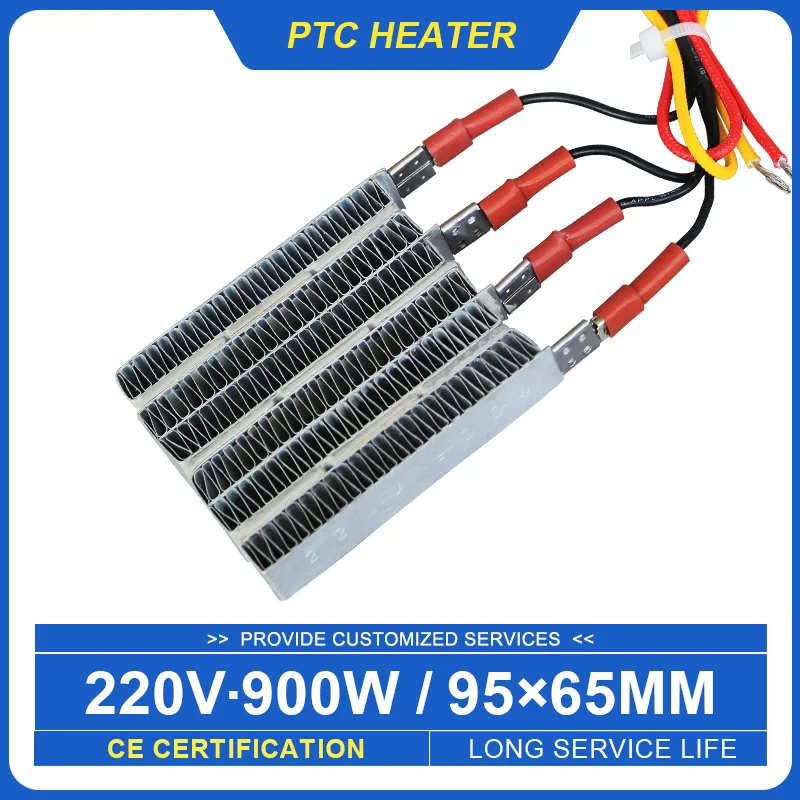 Calentador Industrial conductor termistor Ptc de 220V y 900W, elemento calefactor con aletas de aire con soporte, tiras corrugadas 75B3 95x65x16mm