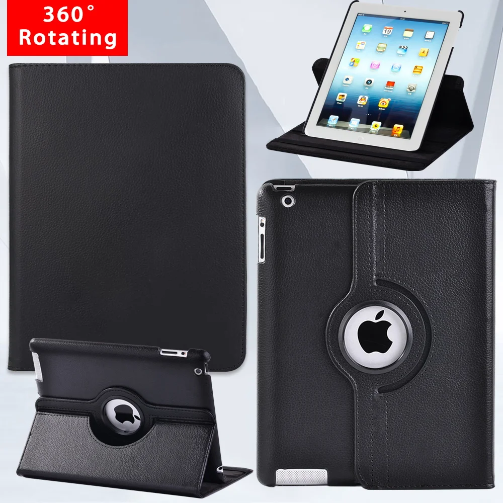 For Apple Ipad 2/3/4 9.7 Inch 360 Degrees Rotation Case Automatic Wake-up Pu Leather Tablet Protective Cover+pen