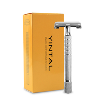 YINTAL Chrome Long Handle 11.3 CM Version Butterfly Open Double Edge Safety Razor Durable Plated with Over The Heavy Alloy