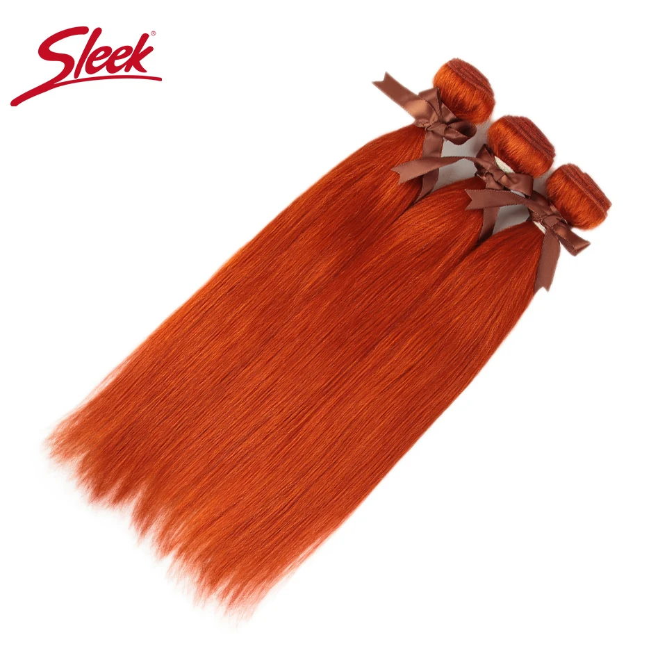 Elegante brasileiro em linha reta laranja cabelo humano loira gengibre laranja e cor vermelha pacotes de cabelo remy extensão do cabelo para preto