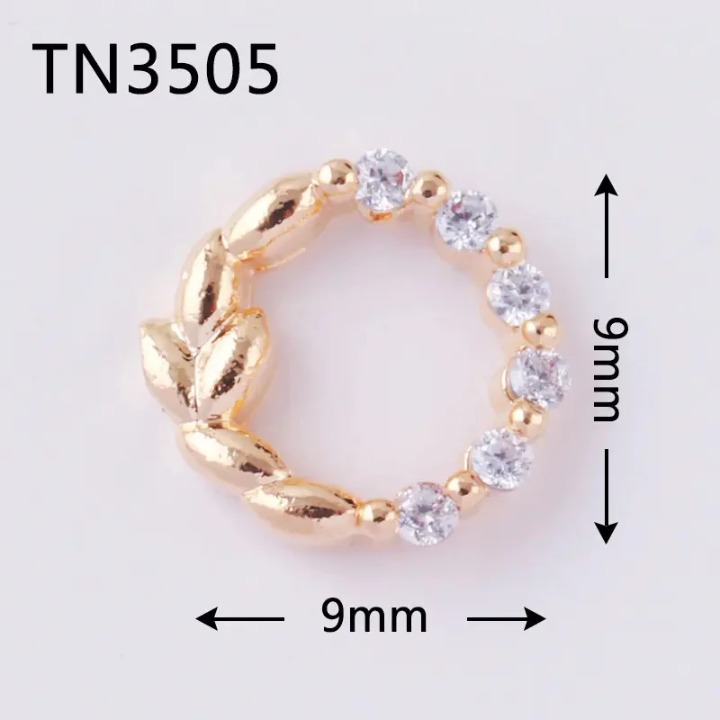 10pcs TN3505 Hollow Round ring wreath Zircon Nail Art Crystals Rhinestones jewelry supplies nails accessories decorations charms