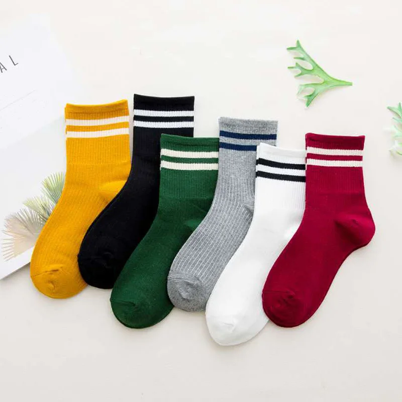 New High Quality Women Girls Casual Striped Candy Colors Cotton Comfortable Harajuku Short Socks Female Fashion Funny Socks