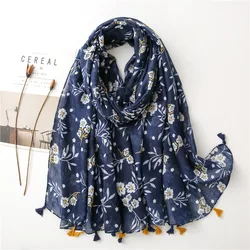 2021 frauen Luxus Marke Viskose Schal Garten Blumen Quaste Schal Spanien Stil Wrap Pashminas Stola Moslemisches Hijab Sjaal 180*90Cm