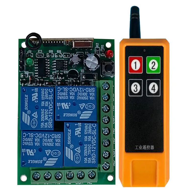 2000m DC12V 24V 4CH Wireless Remote Control Light Switch Relay Output Radio RF Transmitter+433MHz Receiver Gate Garage opener