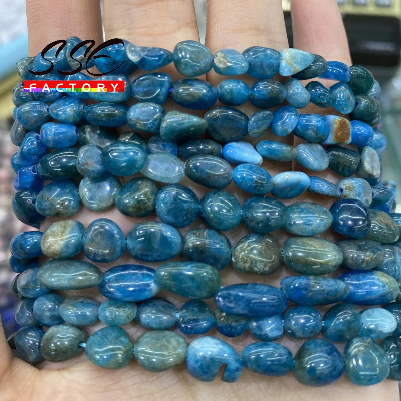 Natural Irregular Blue Apatite Stone Beads Loose Spacer Bead for Jewelry bracelet making DIY Accessories Wholesale 6-8mm 8-10mm image 3