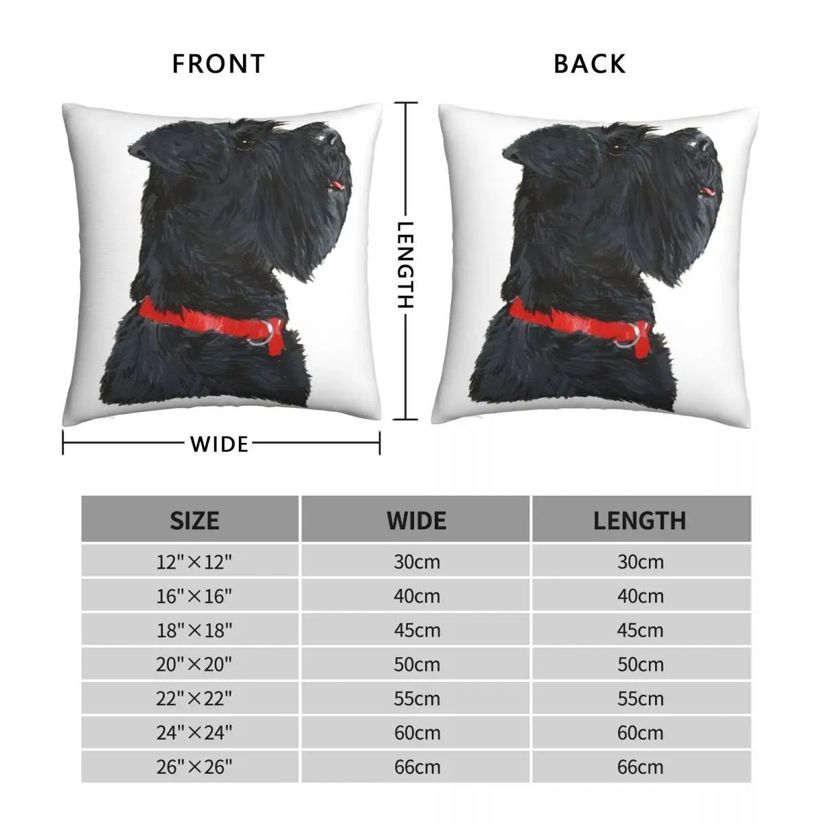 Miniature Black Schnauzer Head Shot Square Pillowcase Polyester Linen Velvet Zip Decor Pillow Case Home Cushion Cover