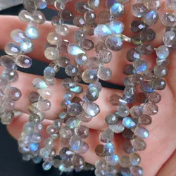 10PIECES Labradorite DROP faceted 5-7mm blue rainbow for DIY jewelry making FPPJ wholesale loose beads nature