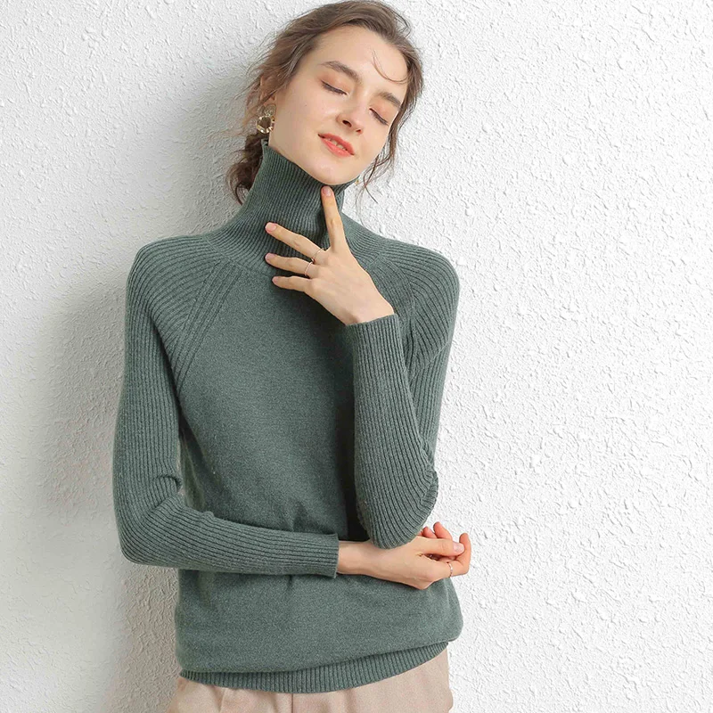 Women Turtleneck Merino Wool Cashmere Sweater Long Sleeves Autumn Winter Sweater Women\'s Knitting Jumper Female Pullover Sweater