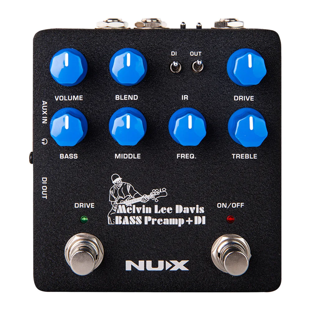 NUX Bass Preamp DI 2 in 1 Guitar Pedal 3-band EQ Frequency Speaker Cabinet Simulation Noise Reduction Effect Guitar Accessories