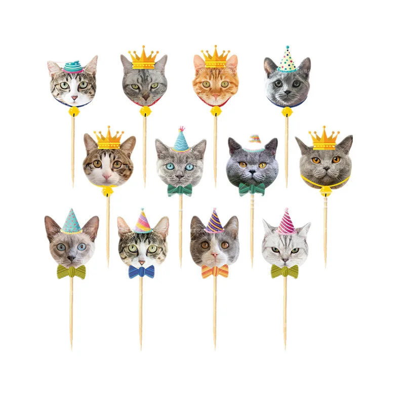 

Cute Pet Cats Paper Cupcake Topper Banner Cat Pet Party Decoration For Home Baby Shower Happy Birthday Decoration Supplies