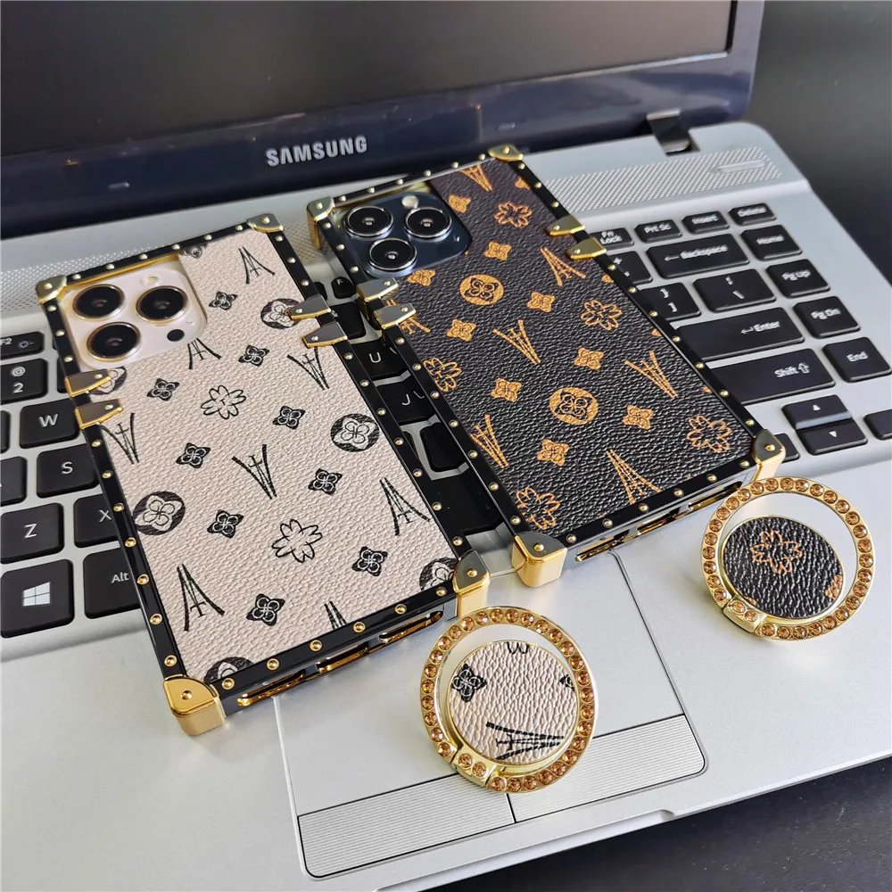 Luxury Leather Phone Cover Geometric Flower Case For Samsung Galaxy S23 Ultra S22 Plus Note 20 10 9 S21 S24 Ultra S20 FE S10 S9