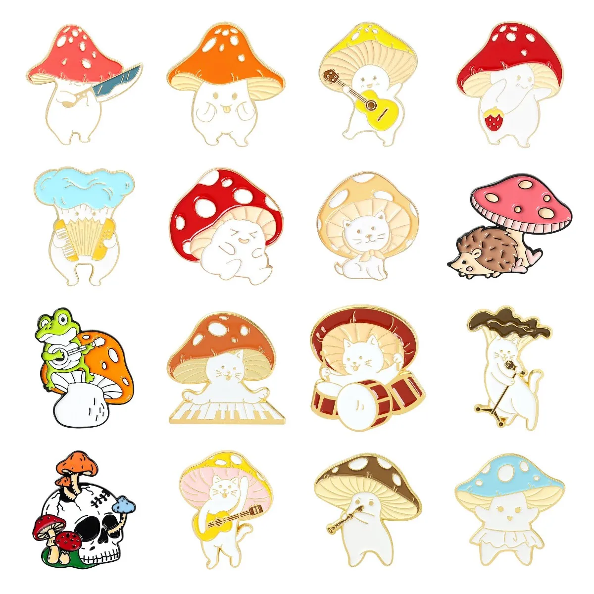 Mushroom Lapel Enamel Pins Collection Badge Brooch Collar Pins Cartoon Plant Fungus Backpack Hat Jewelry Accessories