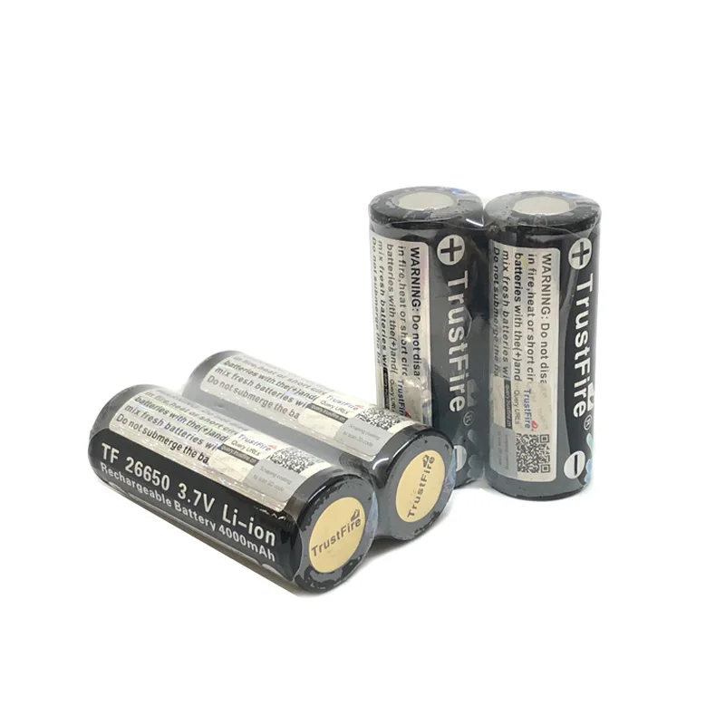 High Quality TrustFire 26650 4000mah Battery Rechargeable Lithium Batteries With PCB Protected Board for Flashlights Headlamps