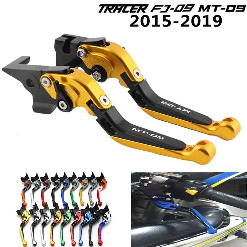 

For Yamaha FJ-09/MT-09 Tracer 2015-2019 With Logo(MT-09) Black+Titanium CNC Adjustable Folding Motorcycle Brake Clutch Levers