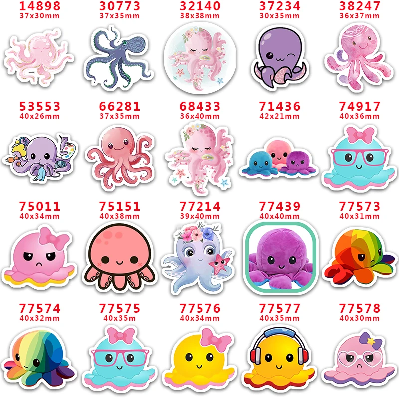 DIY Craft Supplies Sewing Accessories, Cartoon Octopus Printed Planar Resins Mold, 10 Pcs PR-14898