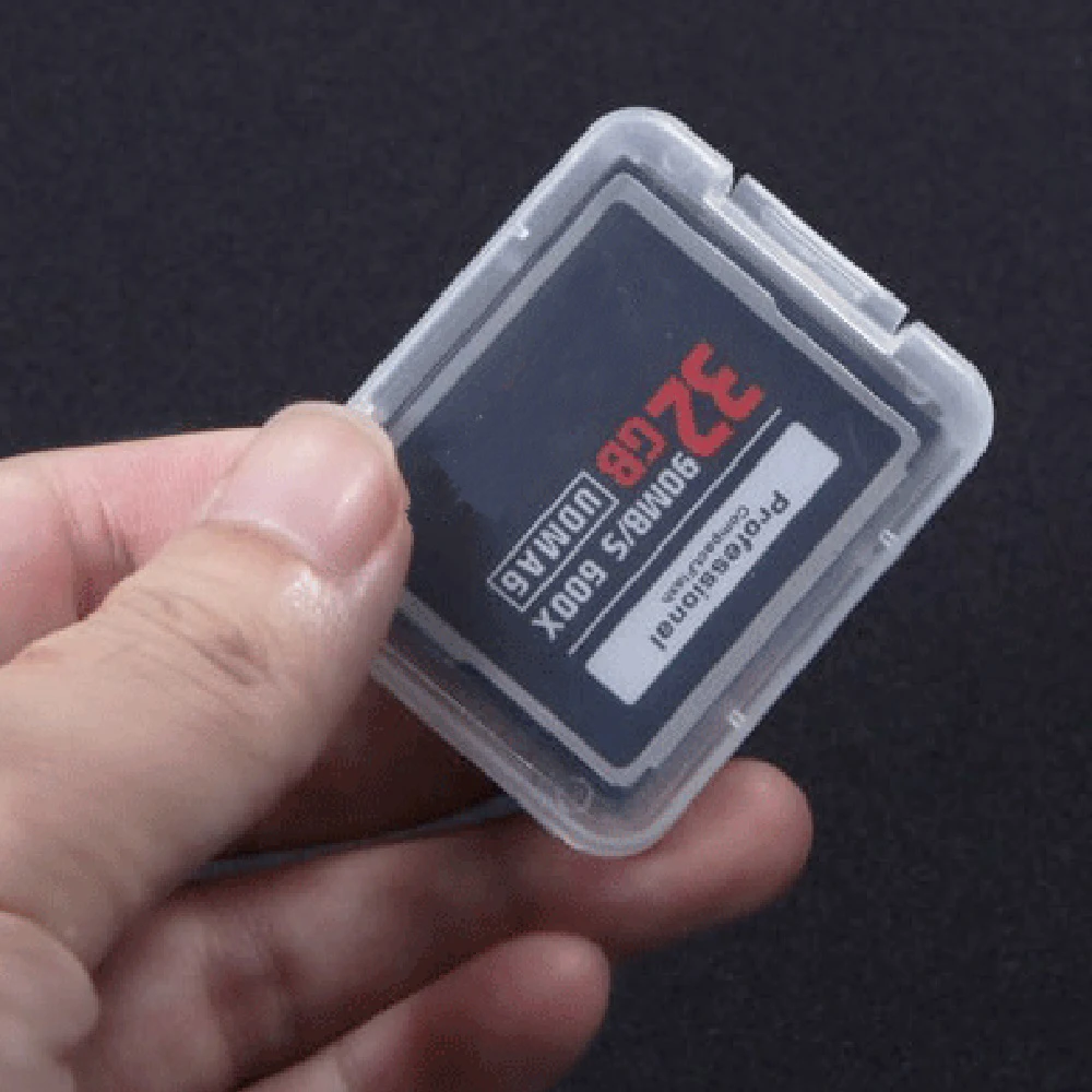 1000pcs/lot Plastic Transparent Clear CF Memory Card Case Holder Storage Carry Box for CF Card