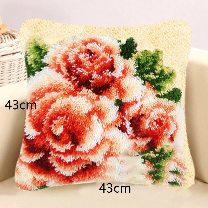 Flowers Plants Series 3D Segment Embroidery Pillow Latch Hook Rug Kits Wool Handcraft DIY Carpet Embroidery Materials Supplies