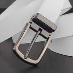 High quality pin buckle white 2.8cm belts men luxury genuine leather fashion Waistband for male casual cowhide Waist Strap