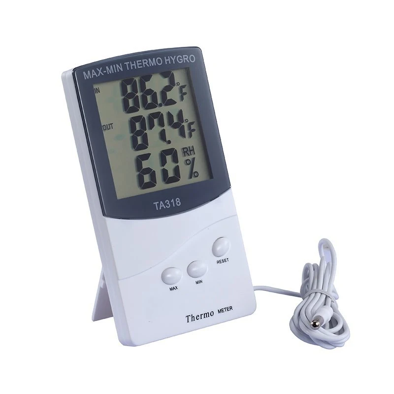 LCD Max-Min Thermometer Hygrometer Digital Indoor Thermo Hygro Humidity Out Temperature Meter Probe Sensor Cable Weather Station