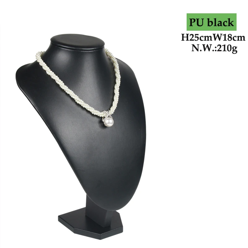 Jewelry Necklace Earring Display PU Black Leather Bust  Model Bust Show Jewelry Stand  Jewelry Window Shelf Exhibition