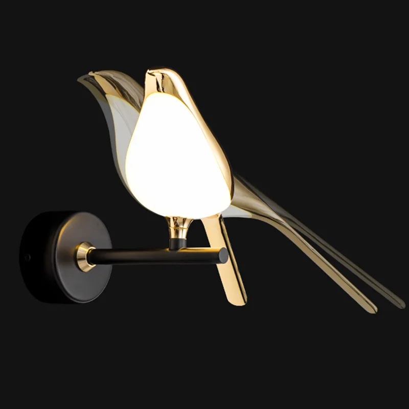 Nordic Magpie LED Wall Lamp Indoor Lighting For Home Living Room Bedside Kitchen Mirror Touch Switch Sconce Wall Light Decoratio