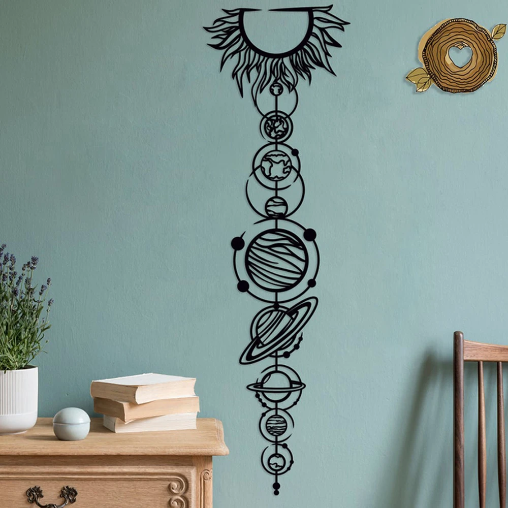 Large Solar System Planets Sun Moon Wall Sticker Kids Room  Astronomy Space Planet Nature Wall Decal Playroom Vinyl Home Decor