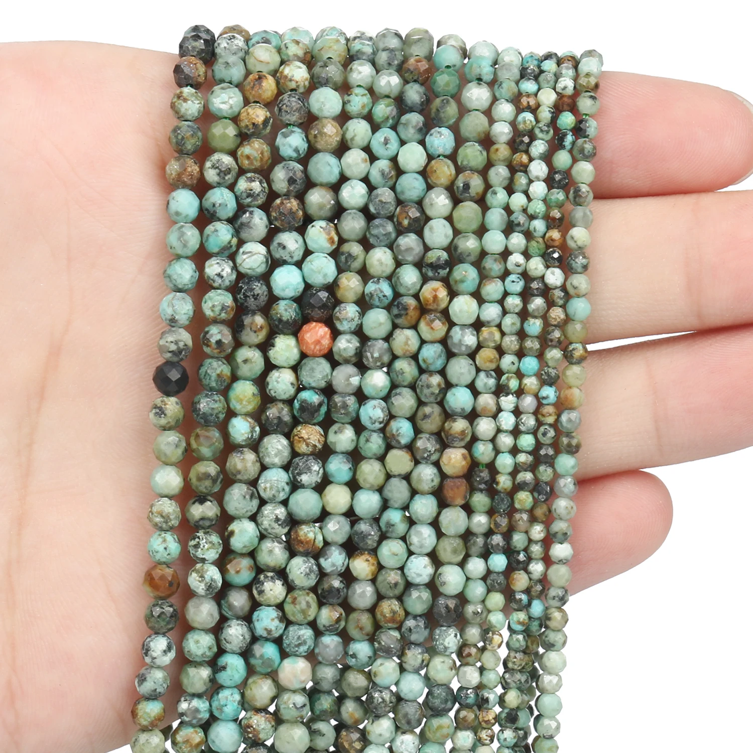 2/3/4mm Faceted Africa Turquoise Natural Stone Beads Rondelle Spacer Waist Beads for Jewelry Making DIY Needlework Accessories