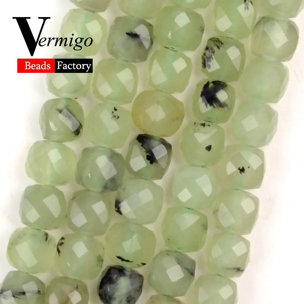 

Natural Stone 5mm Faceted Prehnites Square Beads for Jewerly Making Bracelets Accessories Handmade Jewellery 15"