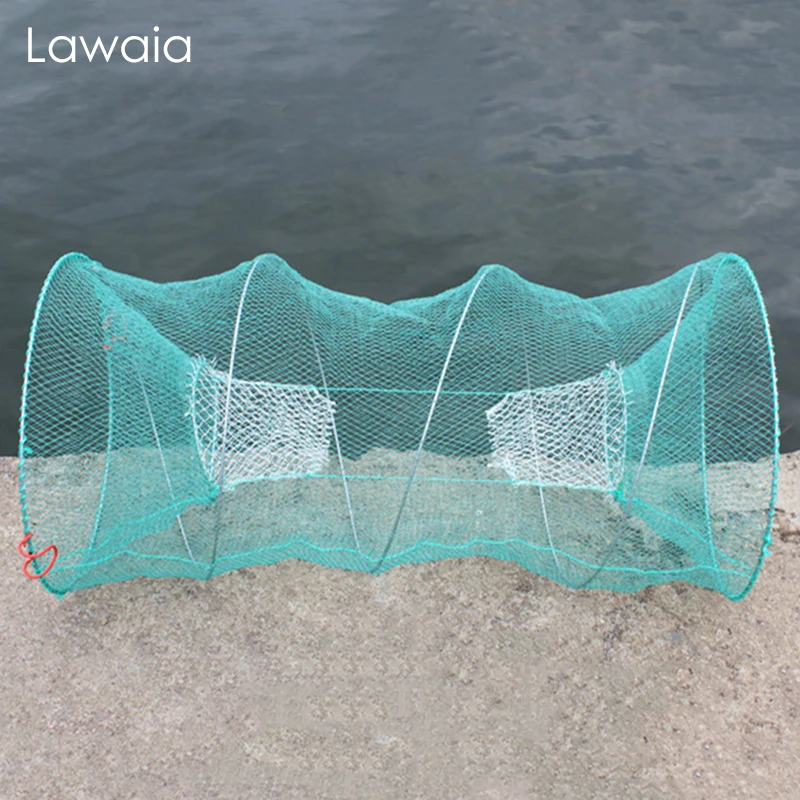 

Складная клетка-ловушка для крабов Lawaia, кастинговая сеть, зеленая Выдвижная пружинная клетка-краб, рыболовные сети, маленькая сетка