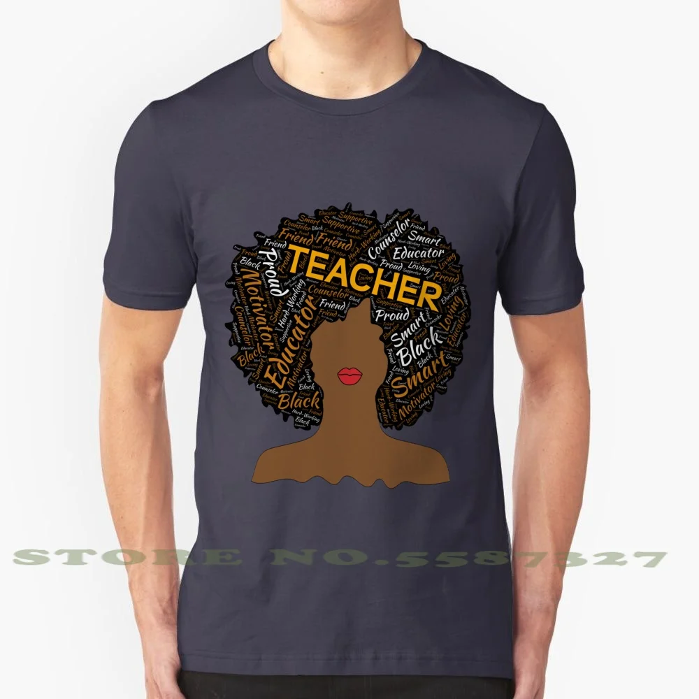 Artistic Teacher Afro For African American Women 100% Cotton T-Shirt African American Teacher Black Woman Educator Counselor