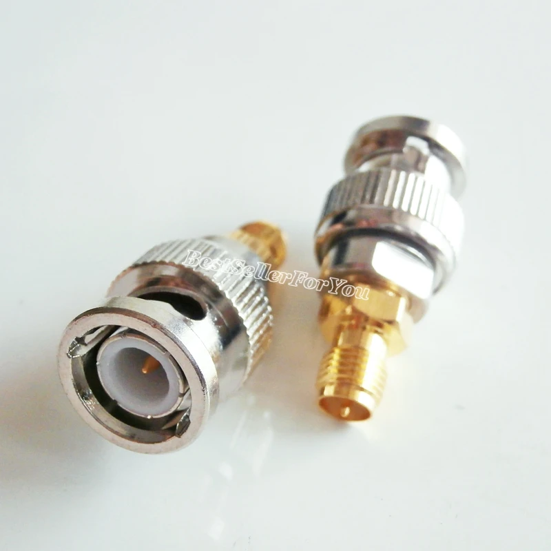 1Pcs Connector BNC Male Plug To RP-SMA RPSMA Female Jack Center Coaxial RF Adapter Connector