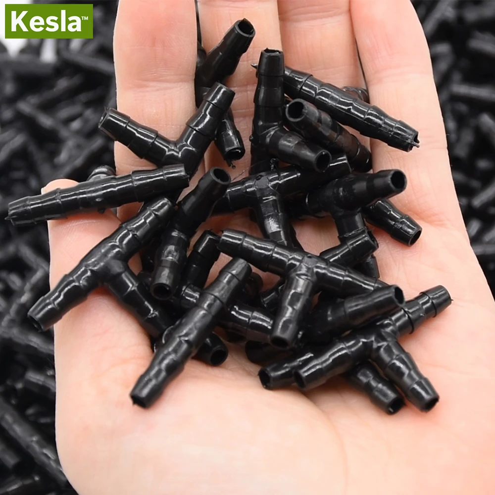 KESLA 20-50PCS Plastic Dripper Watering Growing Tee 1/4 Inch Hose Connector Joint Hose Outdoor Irrigation Tools for 4mm/7mm Hose