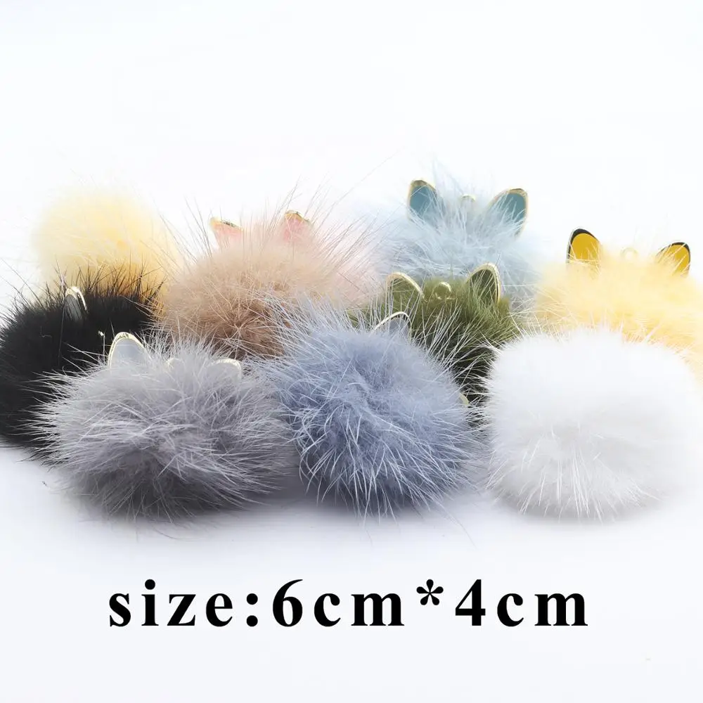 GUFEATHER M567,Cat pendant,jewelry accessories,real fur mink,fluffy ball,hand made,diy earrings pendant,jewelry making,10pcs/lot