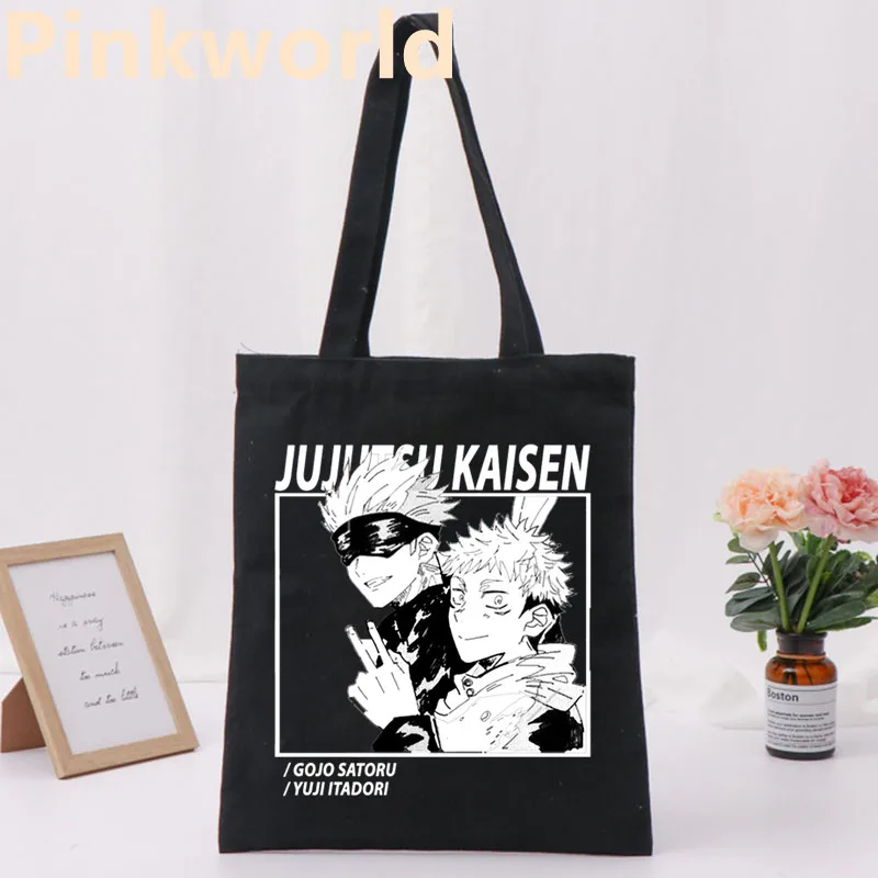 Jujutsu kaisen Team Print Cool Shopper Bag, bolso de hombro, blanco y negro, moda para mujer, envío directo