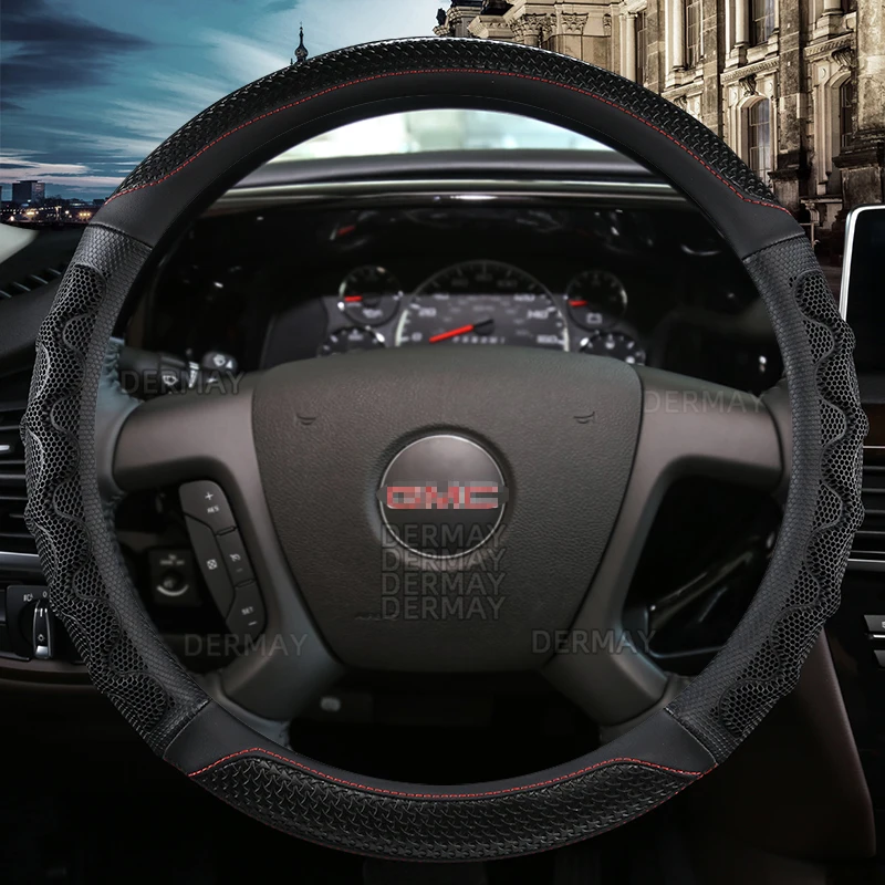 

Для GMC Savana DERMAY чехол рулевого колеса автомобиля кожа из микрофибры + силикагель массаж Нескользящие автомобильные аксессуары