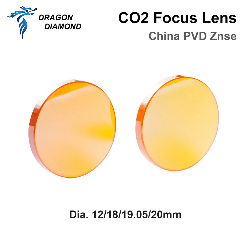 China Co2 PVD ZnSe Focus Lens Dia 12mm 18mm 19.05mm 20mm FL 38.1 50.8 63.5 76.2 101.6mm For Laser Engraving Cutting Machine