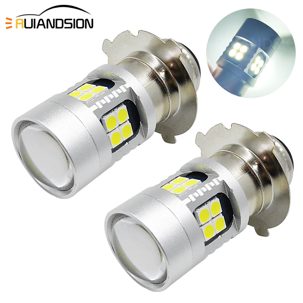 

2pcs 6-24V P15D-25-3 3030 LED Motorcycle Scooter Bulb Headlamp Fog DRL Dual Light 22 SMD High/low Beam Lamp White 6V 12V