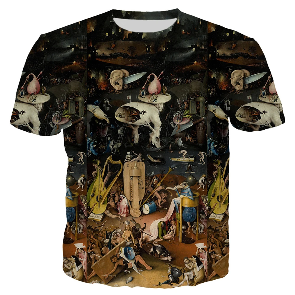 The Garden of Earthly Delights T-shirt 3D All Over Printed Men Women T Shirt Fashion Short Sleeve Pullover Couple Tops