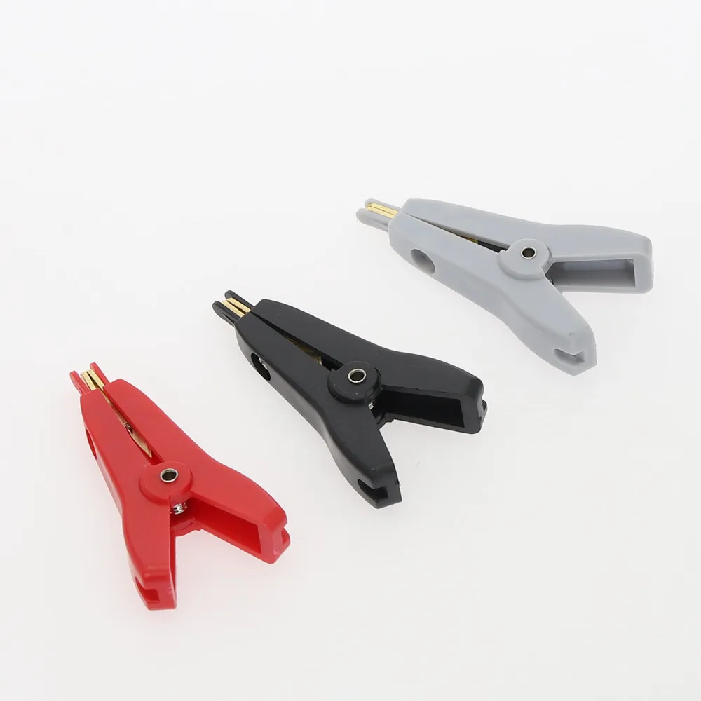 1pcs LCR Kelvin Alligator Clip 52mm Kelvin Copper Gold Plate Clip Grey Black Red
