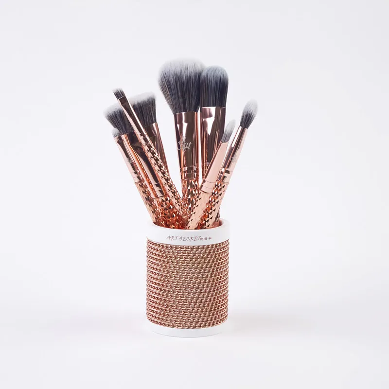 ArtSecret New Arrival 6884 6886 7PC/Set Makeup Brushes With Shiny Crystal Bamboo Case Holder Professional Beauty Cosmetic Tool