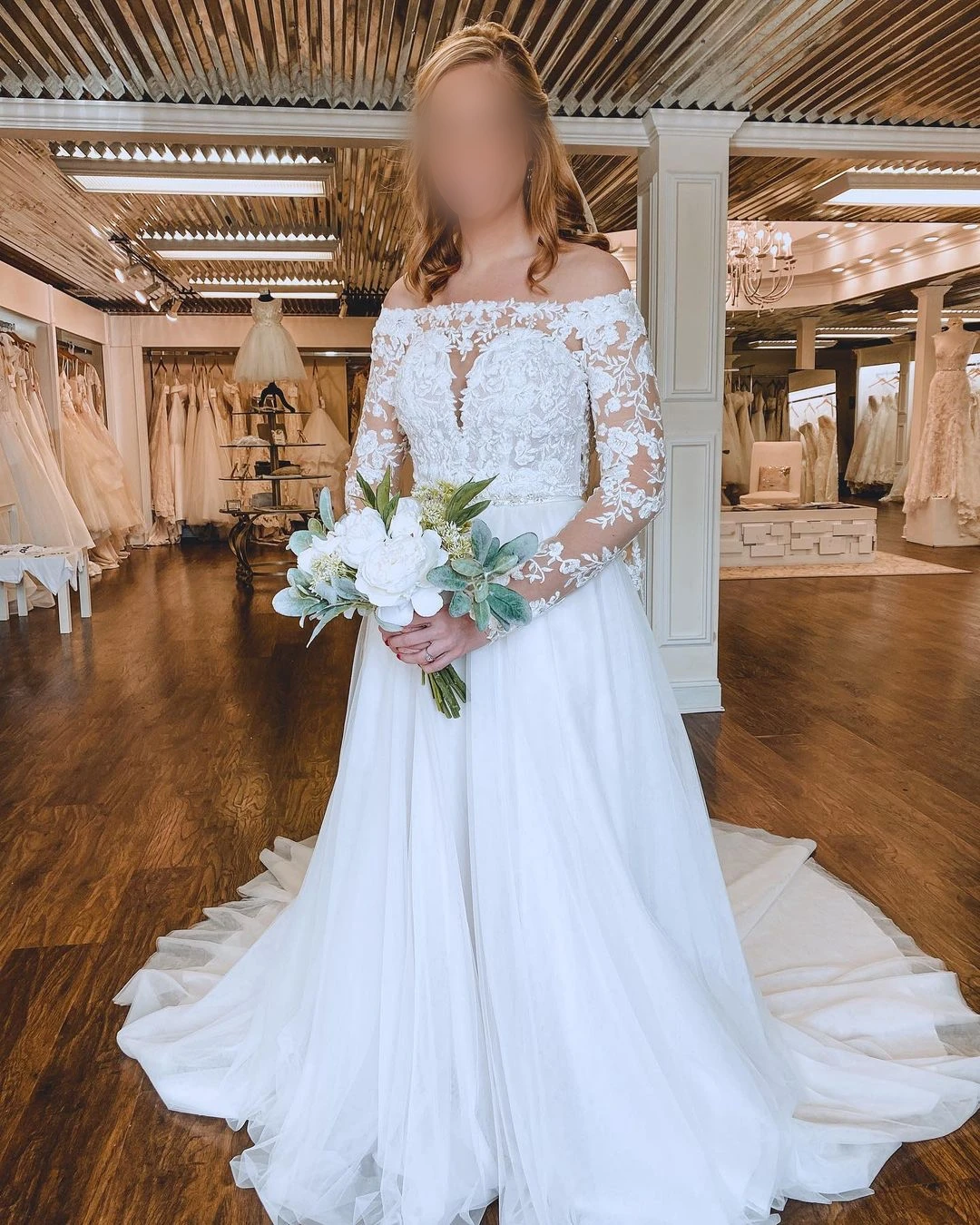 Vestido de novia de manga larga, prenda de vestir de tul con encaje, corte en A, con botones, de diseño, 2021