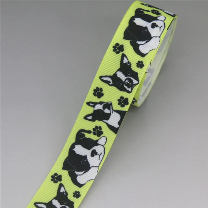 DHK 7/8'' 5yards dog Printed Grosgrain Ribbon Accessory Hairbow Headwear Decoration DIY Wholesale OEM E1826